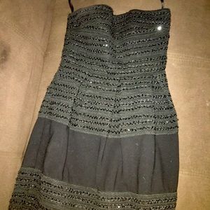 Strapless black dress with sequins